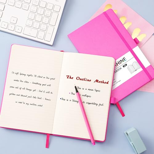 Ruled Notebook/Journal - Classic Lined Journal/Notebook, 5.3'' x 8.26'', Hardcover with Thick Paper, Banded + Pen Holder +Inner Pocket - Raspberry - color: Raspberry, size: Ruled