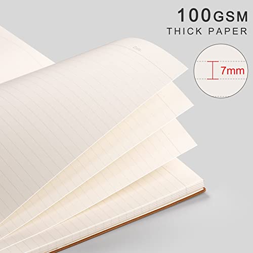 AHGXG A4 Notebook College Ruled - 320 Pages Large Journal for Women and Men, 8.5''×11'', Leather Softcover Thick Journal, 100gsm Thick Lined Paper - Brown - color: Brown, size: A4