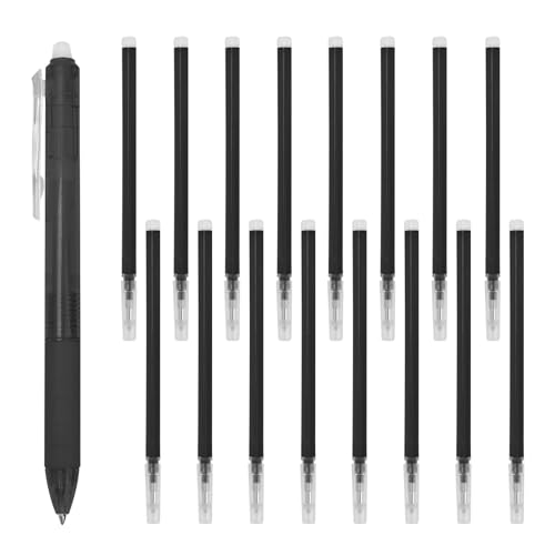 16 Pcs 0.7 mm Erasable Pen Refills Compatible for Pilot FriXion, Friction Heat Erasable Gel Ink Refill, Replaceable Medium Fine Point clicker Refill Stationery (Black) - style: Black