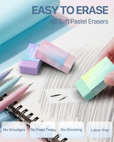 Four Candies Cute Mechanical Pencil Set, 0.7mm Medium Point, 6-Count Pack | 360 HB/2B Leads, 3 Erasers, 9 Eraser Refills, Storage Case, Triangular Grip, for Everyday Homework & Journal - style: 6PCS 0.7 mm