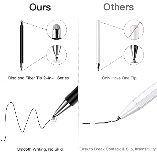 Stylus Pens for Touchscreen,2 Pack High Sensitivity & Precision Magnetic Disc Stylus Pen Suitable for iPad/Apple/iPhone/Samsung/Android/Nintendo Switch All Capacitive Touch Screen - color: Black/White