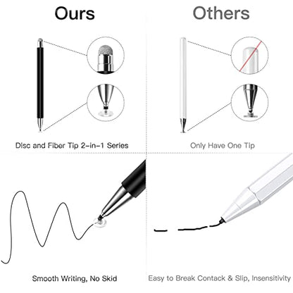 Stylus Pens for Touchscreen,2 Pack High Sensitivity & Precision Magnetic Disc Stylus Pen Suitable for iPad/Apple/iPhone/Samsung/Android/Nintendo Switch All Capacitive Touch Screen - color: Black/White