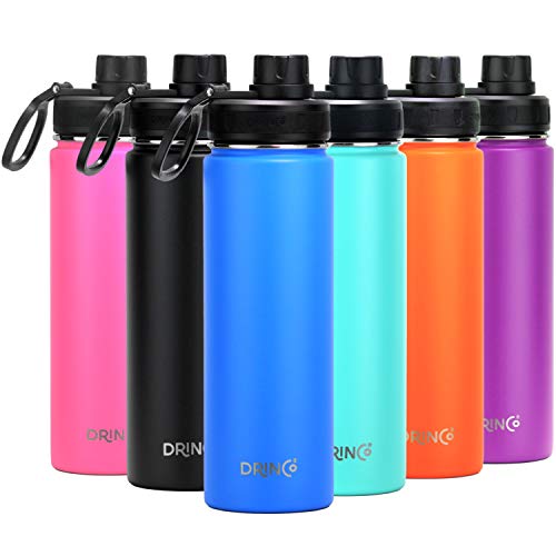 DRINCO Stainless Steel Water Bottle Spout Lid Vacuum Insulated Double Wall Water Bottle Wide Mouth (40oz 32oz 22oz 18oz 14oz) Leak Proof Keeps Cold or Hot (22 oz, 22oz Royal Blue) - color: 22oz Royal Blue, size: 22 Ounces