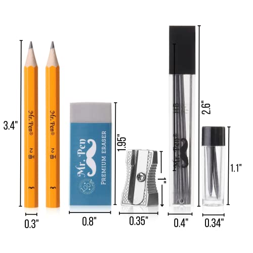 Mr. Pen- Professional Geometry Set, 15 pcs, Drafting Tools with Protractor | Compass, Metal Ruler, Triangles, Pens & Pencils, Complete Geometry & Drafting Kit for Architects, Engineers & Students - color: Silver