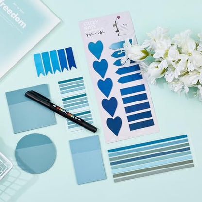 Temiary 1160 Sheets Transparent Sticky Notes Set with Pen for Bible Study | Sticky Note with Index Tabs Set for Annotating Journaling, Bible Study Book Annotation - color: Blue