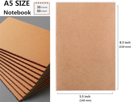 48 Pack A5 Blank Notebook Bulk Kraft Cover Blank Sketch Book Pad Travel Journals Composition Diary Subject Notebooks Planner 60 Pages, 8.3”x 5.5” - style: 48pack Blank page