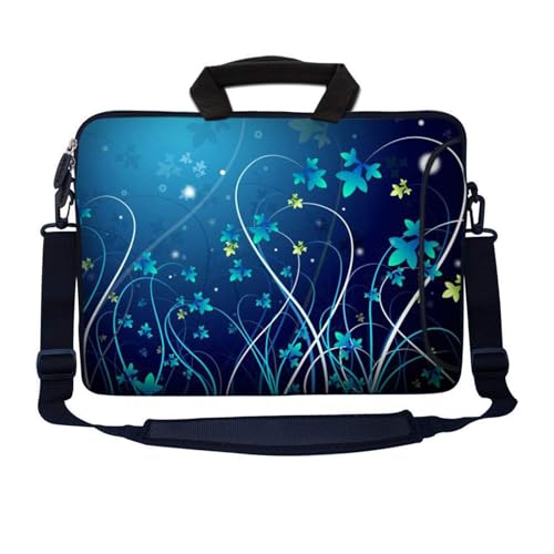 LSS 13.3 inch Laptop Sleeve Bag Carrying Case Pouch w/Handle & Adjustable Shoulder Strap - color: Purple Floral Design, size: 13 in – 13.3 in