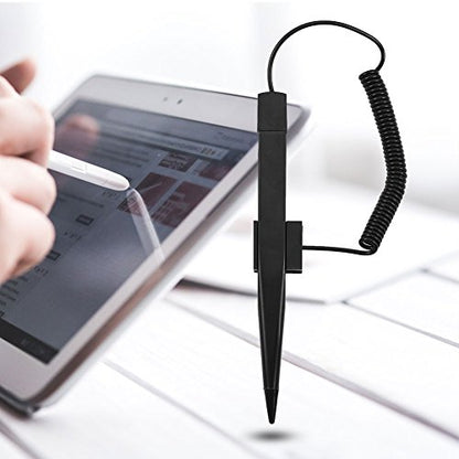 Pen, Professional Spring Pen Pressure Sensitive Pen with Spring Rope w/Pen Holder for Car Navigation Capacitive POS Order Machine