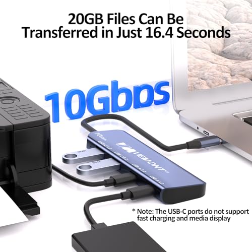 USB C Hub 3.2 10Gbps, VEMONT Aluminum USB 3.2 Hub with 2 USB-C and 2 USB-A Data Ports, Ultra Slim USB 3.2 Gen 2 Hub for MacBook Pro/Air 2022/2021, iPhone 15, iPad Pro, XPS, Surface Pro and More - style: 4 in1 10Gbps