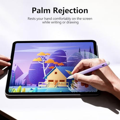 Stylus Pen for iPad 6-11th Gen 2X Fast Charge, Palm Rejection-White Purple | Tilt Sensitivity, USB-C Charge, Compatible with 2018-2026 Apple Pencil iPad Pro 11/12.9/13, Air 3/4/5/M2/M3/M4, mini 5/6/7 - color: White Purple
