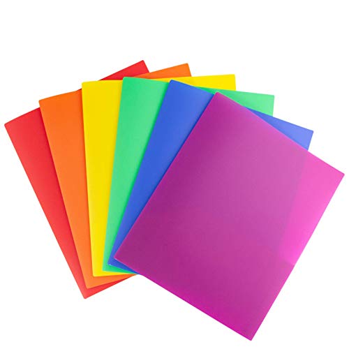 Dunwell Plastic 2-Pocket Folders (6 Pack, Assorted Colors), 8.5x11 Document Folders for School and Office, Heavy Duty Poly, Long Lasting, Includes Labels - color: Assorted 6 Colors, size: 6 Pack
