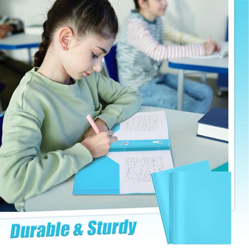 Yeaqee 60 Pcs Plastic Folders with Pockets and Prongs Plastic Folder 2 Pockets 3 Prongs with Card Slot for Office, School for Students, Teachers, Office Workers (Light Blue) - color: Light Blue