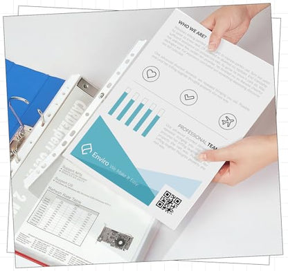 A4 Clear Sheet Protectors 11.81x 8.46in,80 Punched Pocket with Sticky Tabs,120 Micron Heavy Duty Binder Sleeves 11-Hole Plastic Page Protectors Sheet Top Loaded for 2/3/4 Ring Binder Fits A4 Paper - size: A4-80PCS