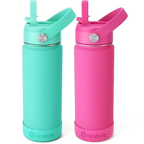 Fimibuke Kids Insulated Water Bottle, 18oz BPA FREE Kids Cups with Straw Double Wall Vacuum Tumbler 18/8 Stainless Steel Leak Proof Toddler Water Bottle for School Boys Girls (2 Pack, Hawaii) - color: B3. Hawaii