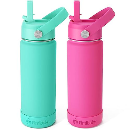 Fimibuke Kids Insulated Water Bottle, 18oz BPA FREE Kids Cups with Straw Double Wall Vacuum Tumbler 18/8 Stainless Steel Leak Proof Toddler Water Bottle for School Boys Girls (2 Pack, Hawaii) - color: B3. Hawaii