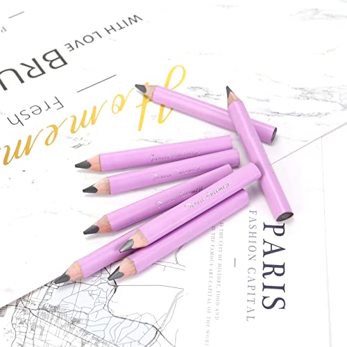 3.5-inch short triangular fat pencil, 5mm fat refill, mini wooden pencil, suitable for small hand writing and painting for preschool children and kindergarten (8 light pink) - color: Pink