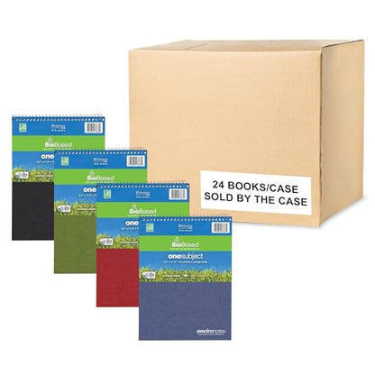 Case of 24 FlipPer Wirebound 1 Subject Notebooks, 8.5"x11.5", 70 sheets 20# BioBase White Paper, Asstd Earthtone covers, College Ruled W/Margin - size: 8.5" x 11.5", style: 1 Case
