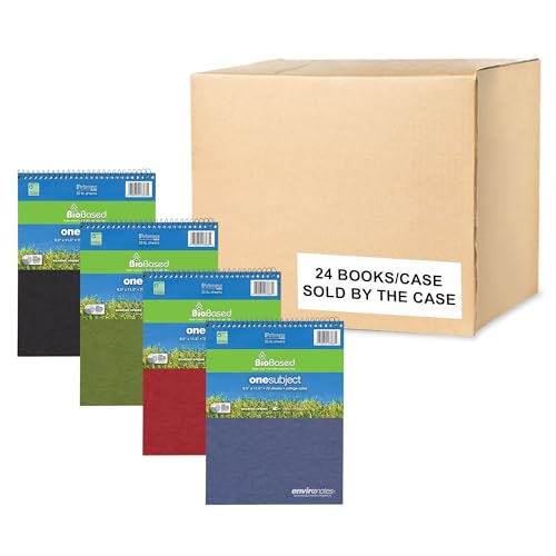 Case of 24 FlipPer Wirebound 1 Subject Notebooks, 8.5"x11.5", 70 sheets 20# BioBase White Paper, Asstd Earthtone covers, College Ruled W/Margin - size: 8.5" x 11.5", style: 1 Case