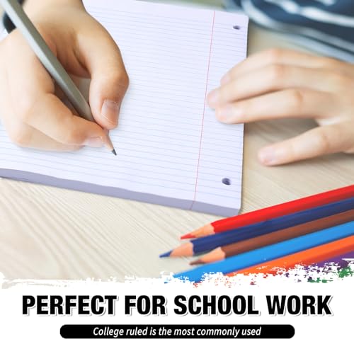 Fulmoon 36 Pcs 8" x 10-1/2" College Ruled Loose Leaf Paper 3 Hole Punched Notebook Paper 100 Sheets Per Pack, 56 Gsm, Filler Paper for Adults Students Binder College School - size: College Ruled