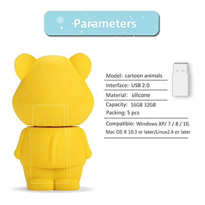 16GB USB Flash Drive Pack of 5 Pcs, BorlterClamp Cute Animal Pattern USB Drive Thumb Drive Memory Stick, Gift for Students and Children - color: Animal Pattern Lions 16GB*5