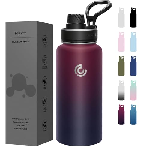 Sports Water Bottle 32oz, Insulated Water Bottle with Handle,Stainless Steel,Simple Modern,Suitable for Travel, School, Boy, Girl(Midnight) - color: Midnight, size: 32 Ounces