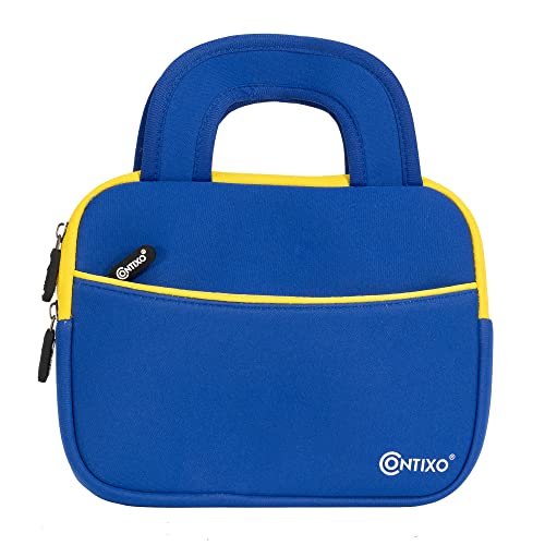 Contixo 7" Tablet Sleeve Bag - Compatible with 7-8" Kids Tablets, Includes Accessory Pocket, Protective Case, Durable Neoprene Cover for Tablets (Blue) - color: Blue