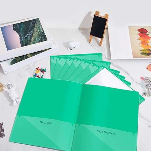 Henoyso 100 Pcs Folders Take Home Heavy Duty 2 Pocket Homework Folder for Students Parent Teacher Communication, 11.8 x 9.45 Inch(Green) - color: Green