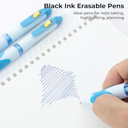 M&G 6 PCS Erasable Pens, 0.5mm Blue Ink Erasable Gel Pens, Fine Point Retractable Pens Make Mistakes Disappear, Premium Comfort Grip Note Taking and Crossword Puzzles - color: blue ink