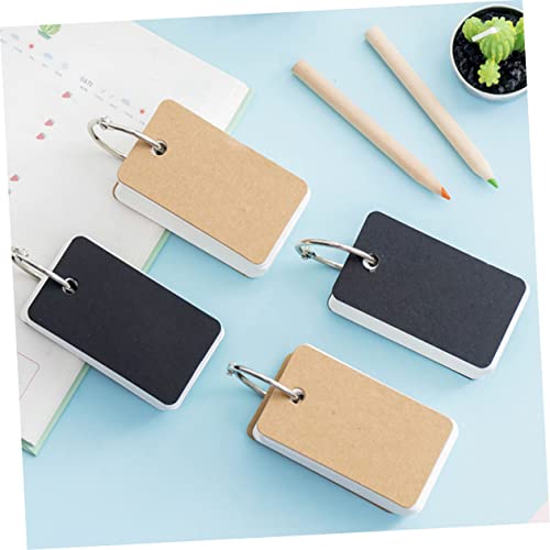 4pcs Blank Flashcards with Binder Ring Practical Memory Cards for Note Taking and Studying Loose-Leaf Notepads for DIY Projects Black and Kraft Paper Covers - size: 7.00X4.00X3.00CM