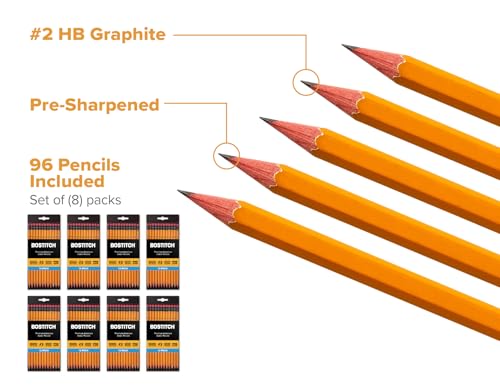 Bostitch Office Premium #2 Pencils, American Cedar Wood, Pre-Sharpened, HB Graphite, 36-Pack - size: 1 Count (Pack of 36)