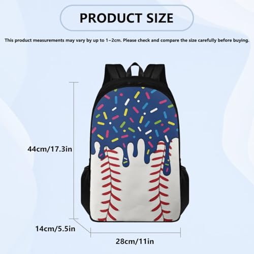 Navy Baseball Backpack for Boys 8-12 4 Piece Kids Ice Cream Backpack with Lunchbox Reinforced Pencil Case Water Bottle Slot Back to School Practical Gifts - color: Navy