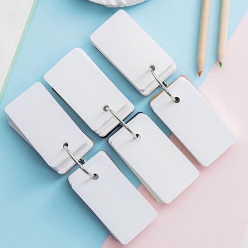 4pcs Thick Blank English Words Cards Paper Notepad with Binder Rings for Students, Timeless Design Portable Memory Cards for Travel Diaries and Creative Writing