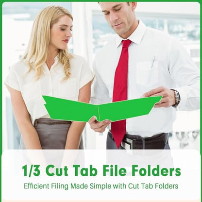 File Folder, PANDRI 120 Pack File Folder, 1/3 Cut Tab, Letter Size, Filing Folder for Office School Business, Green - color: Green