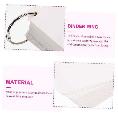 Hemoton Blank Index Cards with Pre-punched Memo Cards for Study and Note-taking Includes Metal Binder Rings for Students and Professionals - size: 9.8X9.8X0.01CM