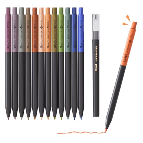 3.0mm Mechanical Colored Pencils Set, Pack of 12 (Morandi Color) | Soft Core Oil-Based, Click-to-Advance Lead, Include Sharpener,Assorted Colors,Art Supplies for Coloring, Sketching, Drawing - color: Morandi Color