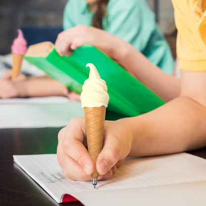 Sayglossy 24 Set Ice Cream party favors Summer Back to School Gift Including 24 Pcs 6 Colors Ice Cream Ballpoint Pens and 24 Notepads for Students Classroom Summer Vacation Party Favors