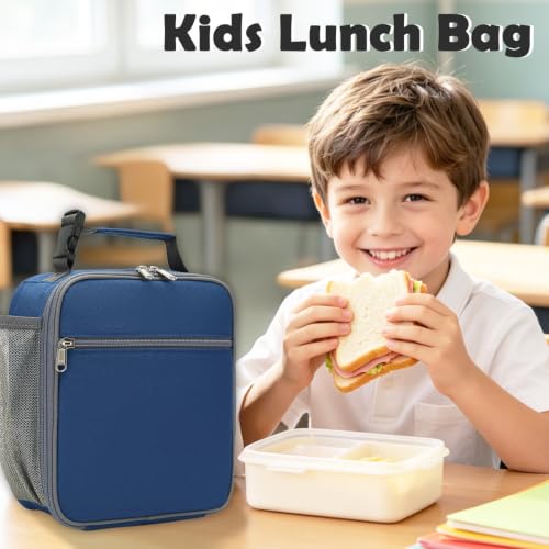 FlowFly Kids Lunch box Insulated Soft Bag Mini Cooler Back to School Thermal Meal Tote Kit for Girls, Boys, Cyan - color: Cyan