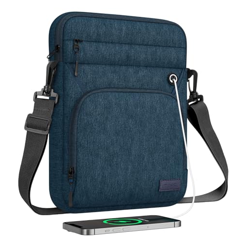 MoKo 13 Inch 360° Protective Tablet Sleeve Shoulder Bag with Earphone Hole | Fits iPad Pro 13-inch M5, iPad Air 13-inch M4, iPad Pro 12.9-inch and Galaxy Tab S9/S8 Plus 12.4-inch, Indigo - color: Indigo, style: 12.9 Inch