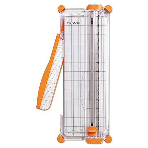 Fiskars 154450-1012 Portable Craft Paper Trimmer, 12 in Cutting Length, Aluminum Measuring Grid, Gray
