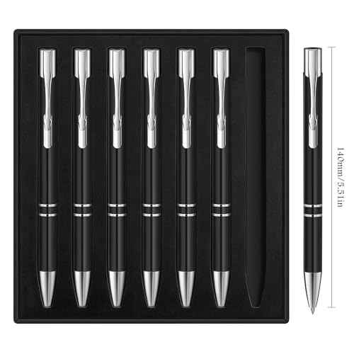 Luxury Black Gel Pens Set, 7 Pack Retractable 0.5mm Fine Point Metal Gel Pens with Smooth Black Ink, Executive Writing Pens in Premium Gift Box for Office, Business, Clients, Coworkers & Gifts - color: Black
