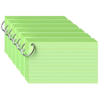 300 Count Green Index Cards 3x5 Inch with Ring, Heavy Weight Flash Cards, Note Taking Supplies, Portable Note Cards, Study Flashcards for Students & Teachers, Office Home School Study Supplies - color: Green