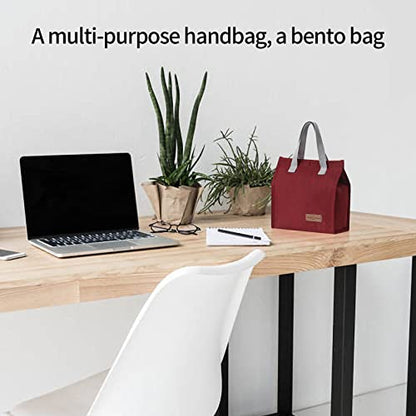 2Pcs Red Lunch Bag Insulated, Lunch Box Bag, Reusable Lunch Tote Bag | small lunch tote,tasty food lunch bag,small cooler bag,Lunch Box Container Bag Insulated for Women, Men, Work, Office, Travel - color: Red