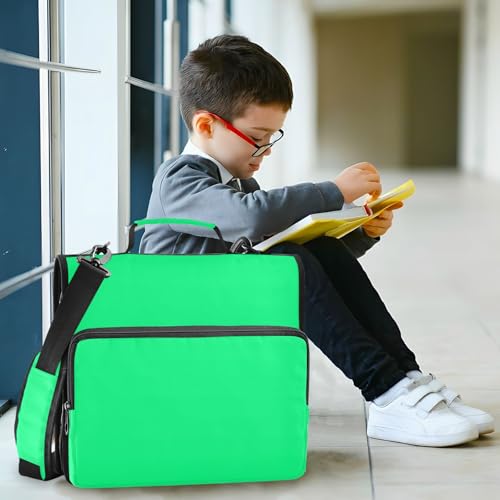 1.5-Inch 3-Rings Sturdy Zipper Binder with Handle Laege Capacity Document Organizer Bag for Middle Student Green - color: Green
