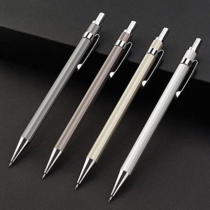 4PCS Metal Mechanical Pencil Set, 0.5mm Fine Point, Pack with Storage Case | 480 Leads, 3 Erasers+9 Refills, For School Writing, Sketching, Art Drawing & Professional Drafting - style: 0.5MM
