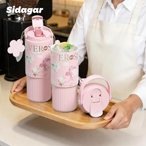 26oz Insulated Tumbler with Straw and Spout Lid, 316 Stainless Steel Water Bottle, 100% Leakproof Reusable Coffee Cup, Keep Cold 24H, Cupholder Friendly, Aesthetic Gift for Women, Pink - color: Pink