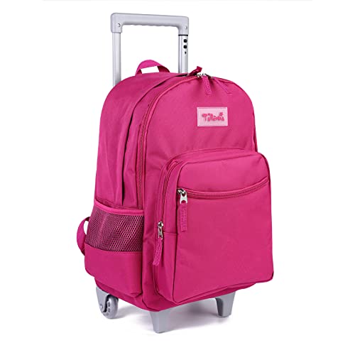 Tilami Rolling Backpack 18 inch Double Handle Wheeled Boys Girls Travel School Children Luggage Toddler Trip, Deep Pink - color: Deep Purple