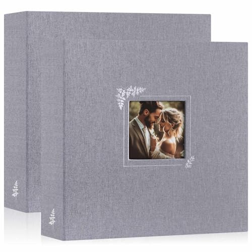 Lanpn 2 Packs Scrapbook Photo Album 12x12, Linen Window Design Cover Top Load 3 Ring Folder Binder Photo Book Photobook 12 x 12 inch with 30 Plastic Sleeves 60 Pages (Grey) - color: Grey, size: 12x12"/2PK