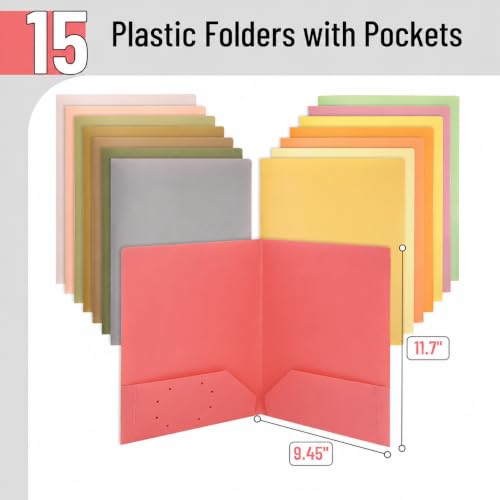 Mr. Pen- Plastic Folders with Pockets, 15 pcs, Colorful | Aesthetic File Folder with Business Card Slot, 2-Pocket Folder, Back to School, Office, Filing Supplies - color: Harvest Hues, size: 15 Pack