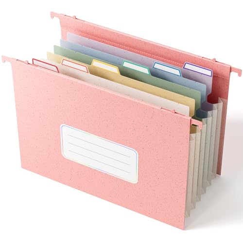 EcoStash Wheat Straw Expanding Hanging File Folders,1.2" Accordion Pockets File Organizer, Large Capacity,Letter Size for Filing Cabinet,100% BPA Free, Return to Nature, Healthy Living- - color: Yellow & Blue & Pink, style: 12 packs