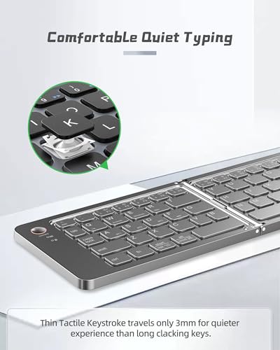 Wireless Bluetooth Keyboard & Mouse Combo, Foldable Mini Portable Typepad for iPad, iPhone, Tablet,Folding Rechargeable & Compatible with iOS, Windows, Android Devices, Laptops & Smartphones